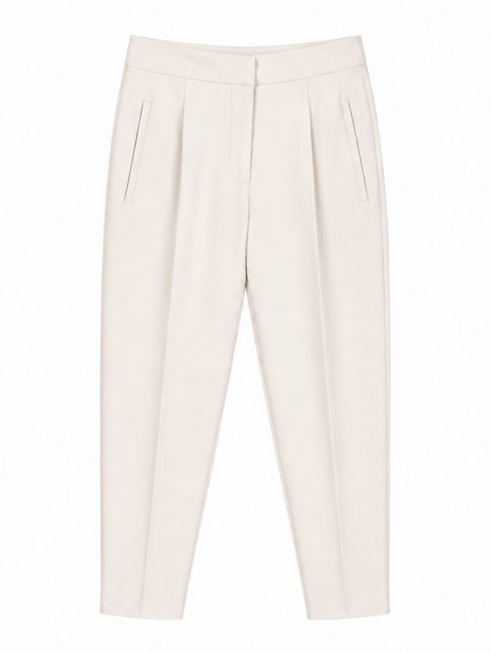 Zara High-Waisted Straight Leg Pants Oyster White (Size S)